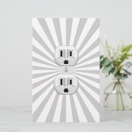 電気プラグ壁コンセントカスタマイズおもしろい! 便箋 (スタンド正面)