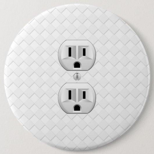 電気プラグ壁コンセントカスタマイズおもしろい 缶バッジ (正面)