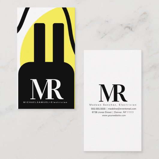 電気プラグ電気技師ビジネスブランディング 名刺 (正面/裏面)