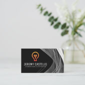 電気プラグ電球のロゴ |抽象芸術鎖 名刺 (スタンド正面)