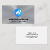 電気ホームアイコン |メタリック背景 名刺 (正面/裏面)