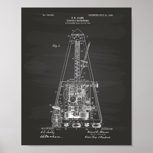 電気メトロノーム1903特許技術Chalkboard ポスター (正面)