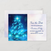 電気モダン青クリスマスツリー セーブザデート (正面/裏面)