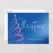 電気モダン青クリスマスツリー ポストカード (正面/裏面)