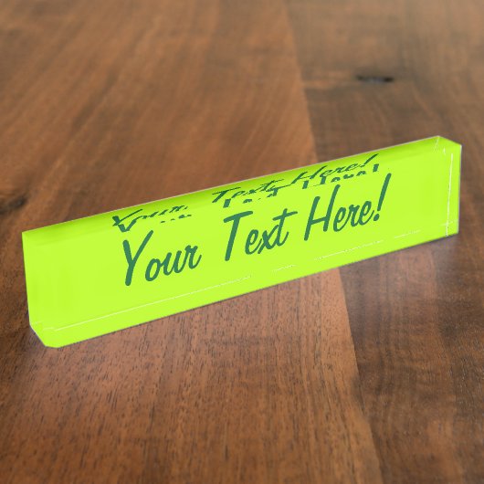 電気ライムグリーンカラーデコーラ、準備完カスタマイズ了 デスクネームプレート (側面)