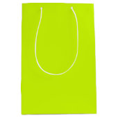 電気ライム無地の無地 ミディアムペーパーバッグ (正面)