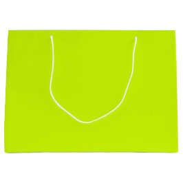 電気ライム無地の無地 ラージペーパーバッグ