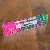 電気ルアウ(ハワイ式宴会)トロピカルナイトネオンアロハパラダイス デスクネームプレート (側面)