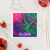 電気ルアウ（ハワイ式宴会）トロピカルナイトネオンアロハパーティー スタンダードカクテルナプキン (インサイチュ)