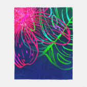 電気ルアウ(ハワイ式宴会)トロピカルナイトネオンアロハ フリースブランケット (正面)