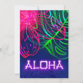 電気ルアウ(ハワイ式宴会)トロピカルナイトネオンブライダルシャワー 招待状 (裏面)