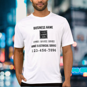電気会社サービスQRコードロゴカスタム工事 Tシャツ