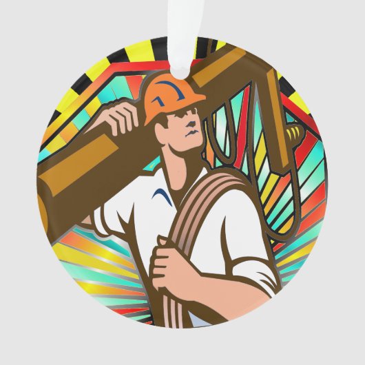 電気会社パワーラインマン – 評価 オーナメント (正面)