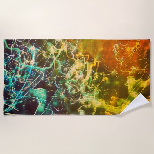 電気光線のグラデーション抽象 ビーチタオル (正面)