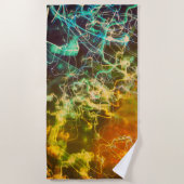 電気光線のグラデーション抽象 ビーチタオル (正面)