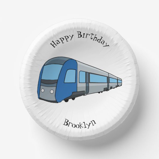電気列車のキャラクターイラスト ペーパーボウル (正面)