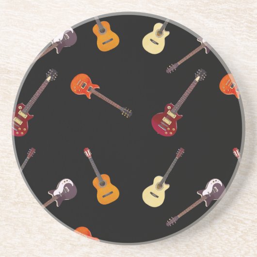 電気及びアコースティックギターのコラージュ コースター (正面)