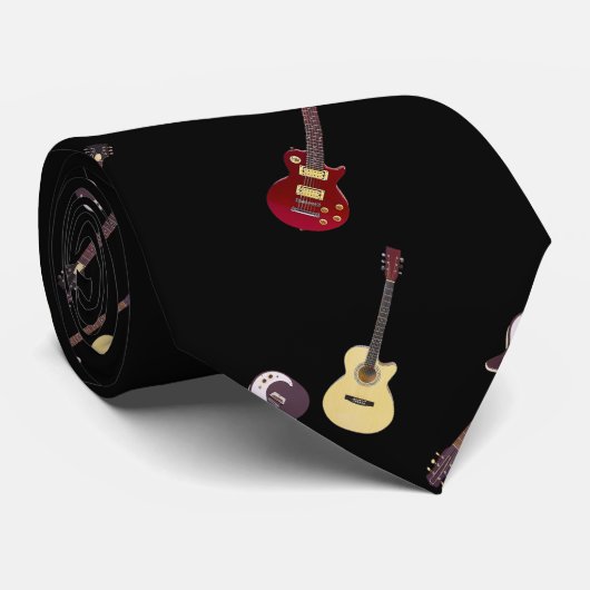 電気及びアコースティックギターのコラージュ ネクタイ (ロール)