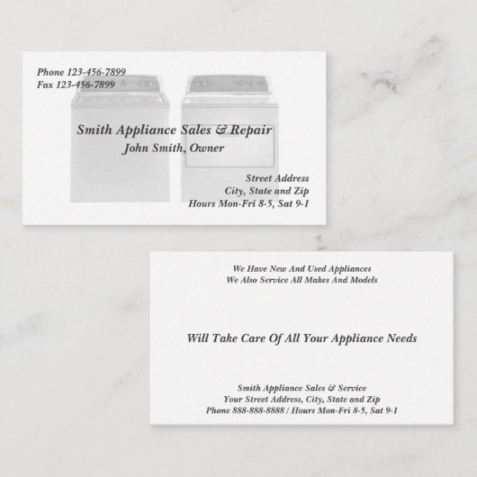 電気器具の販売および修理サービスの名刺 名刺 (正面/裏面)