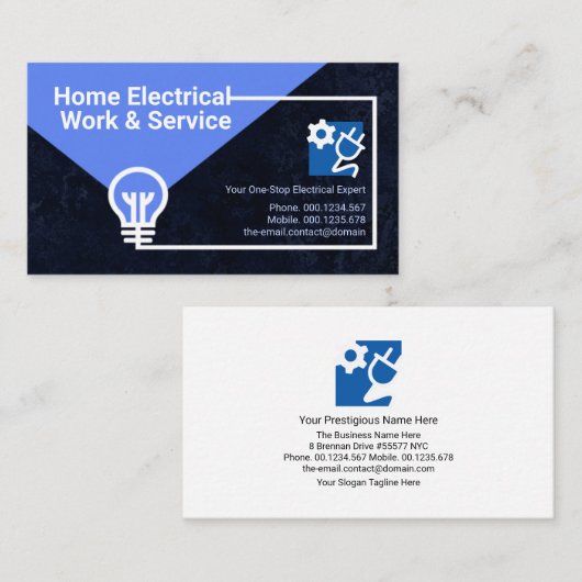 電気回路ダークブルー電気グランジ技師 名刺 (正面/裏面)