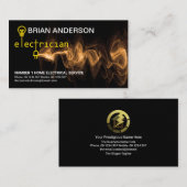 電気回路基板黄色電源稲妻 名刺 (正面/裏面)