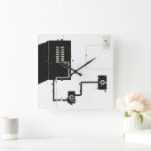 電気回路 スクエア壁時計 (ホーム)