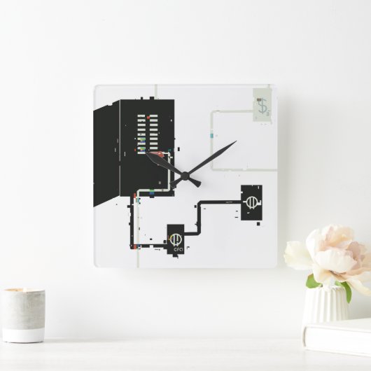 電気回路 スクエア壁時計 (ホーム)