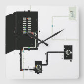 電気回路 スクエア壁時計 (正面)