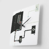 電気回路 スクエア壁時計 (傾斜)