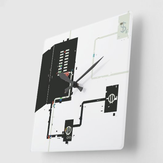 電気回路 スクエア壁時計 (傾斜)