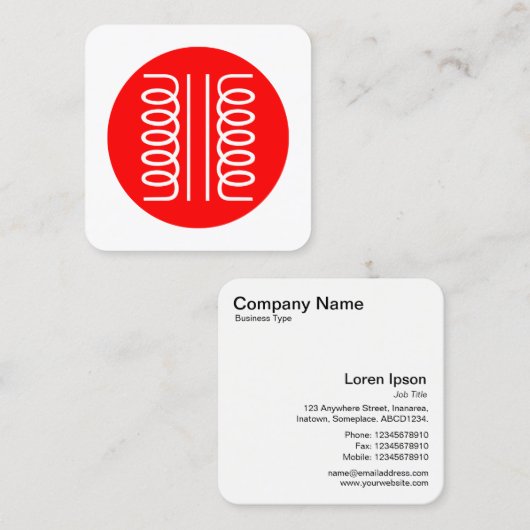電気変圧器記号 – 赤と白 スクエア名刺 (正面/裏面)