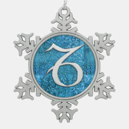 電気山羊座 スノーフレークピューターオーナメント