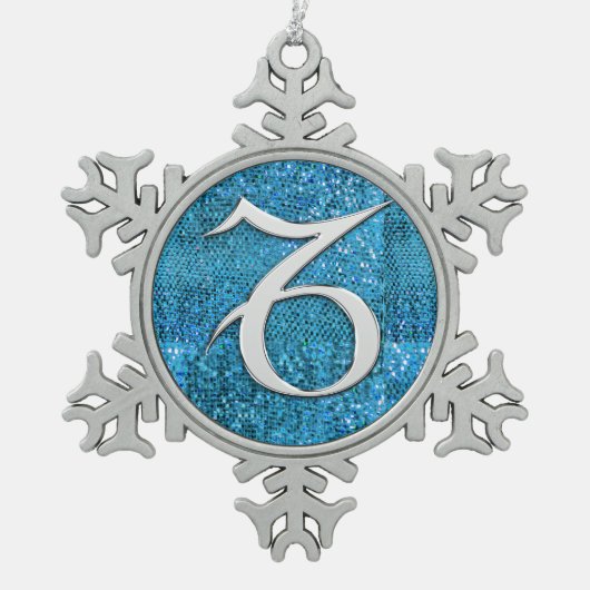 電気山羊座 スノーフレークピューターオーナメント (正面)