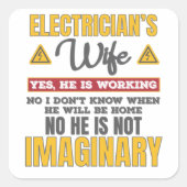 電気工おもしろい人妻ギフトYes彼は働いているギフト スクエアシール (正面)