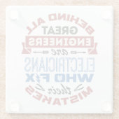 電気工おもしろい士が間違いを修正皮肉なことわざ ガラスコースター (裏面)