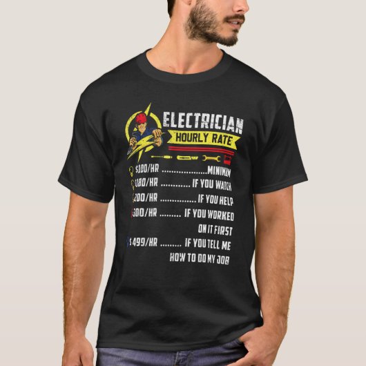 電気工おもしろい士のラインマン Tシャツ (正面)