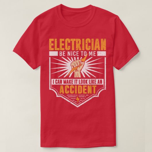 電気工おもしろい士男性電気技師フモ Tシャツ (デザイン正面)