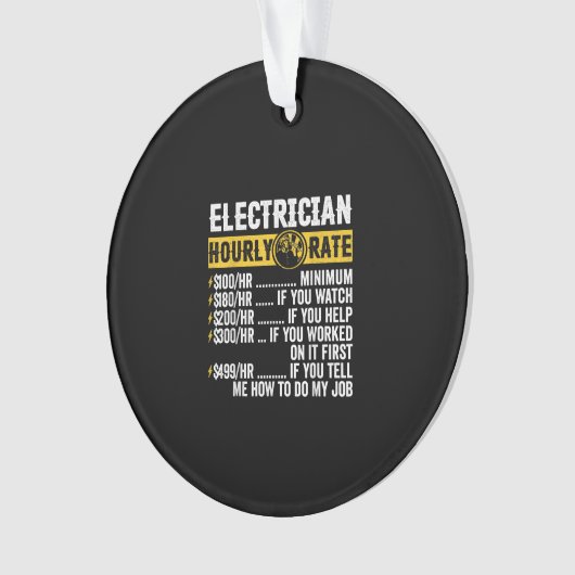 電気工おもしろい服、時給の男性 オーナメント (正面)