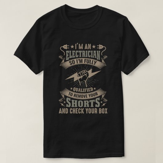 電気工おもしろい社のいけなジョーク Tシャツ (デザイン正面)