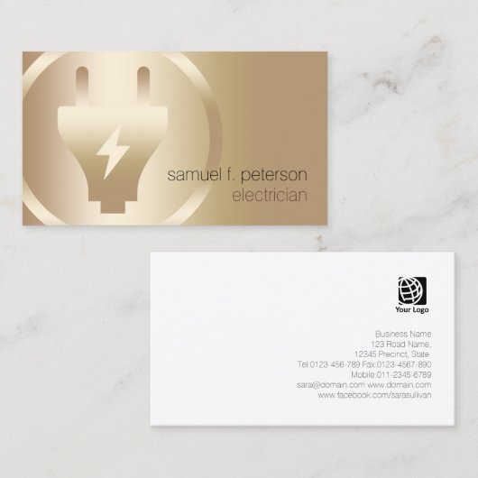 電気工エレガント社の電はっきりした気プラグ金ゴールドアイコン 名刺 (正面/裏面)