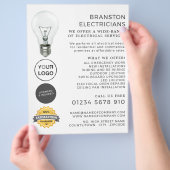 電気工シンプル師の電球の広告 チラシ (手)