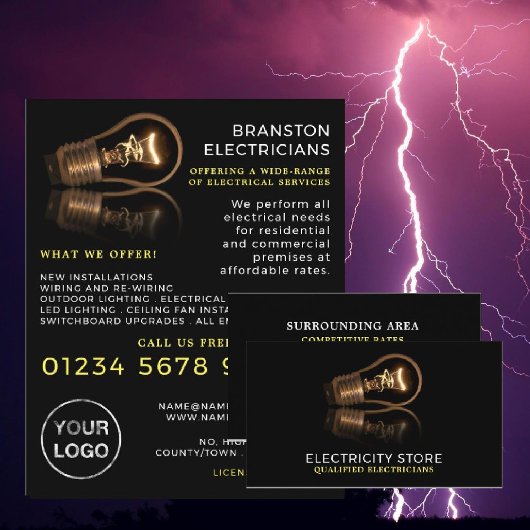 電気工スタイリッシュ師、電球 名刺