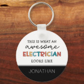 電気工パーソナライズされた士のおもしろい贈物 キーホルダー (正面)