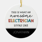 電気工パーソナライズされた士のおもしろい贈物 セラミックオーナメント (正面)