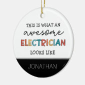 電気工パーソナライズされた士のおもしろい贈物 セラミックオーナメント (左)