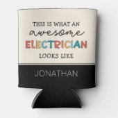 電気工パーソナライズされた士のおもしろい贈物 缶クーラー (正面)