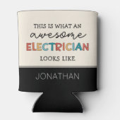 電気工パーソナライズされた士のおもしろい贈物 缶クーラー (裏面)