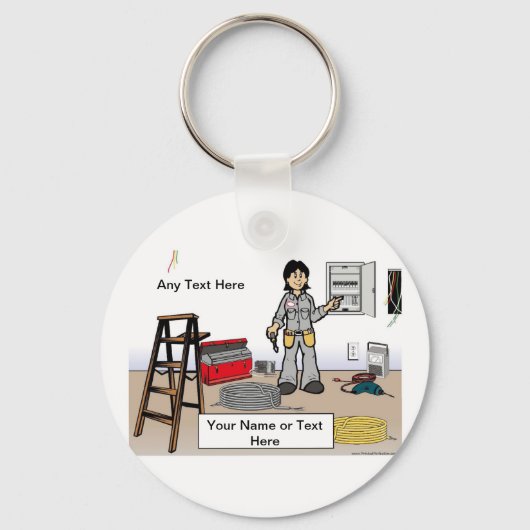 電気工パーソナライズされた師 – 女性マンガ キーホルダー (正面)