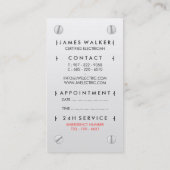 電気工モダンシンプル社の白いコンセント 予約カード (裏面)