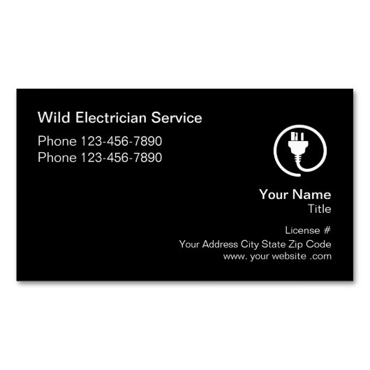 電気工モダンユニーク師 マグネット名刺 (正面)